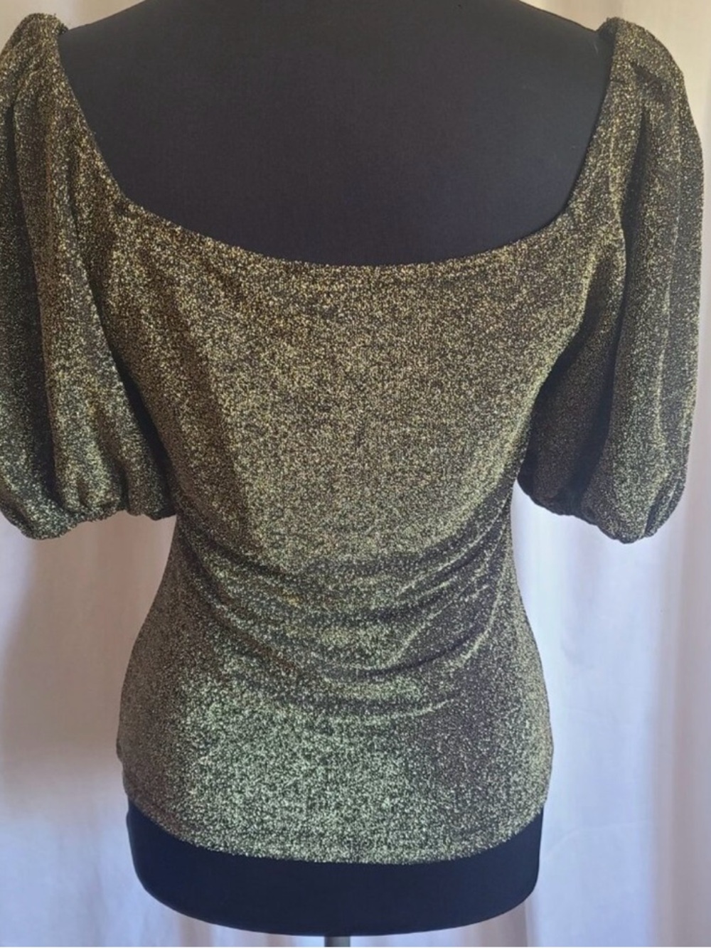 Boden Metallic Gold Puff-Sleeve Top - Picture 2 of 4